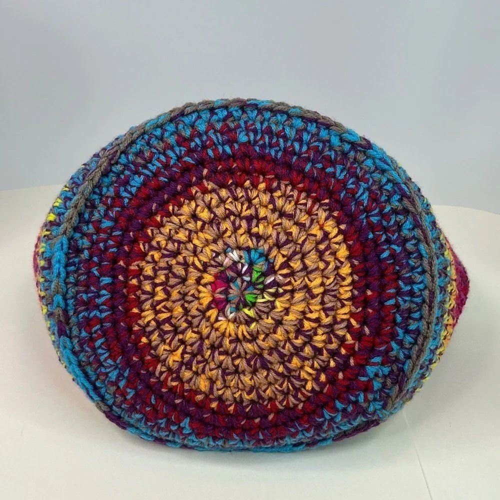 Handcrafted Multicolor Crochet Scrap Woven Tote Bag Basket Storage Handmade Knit